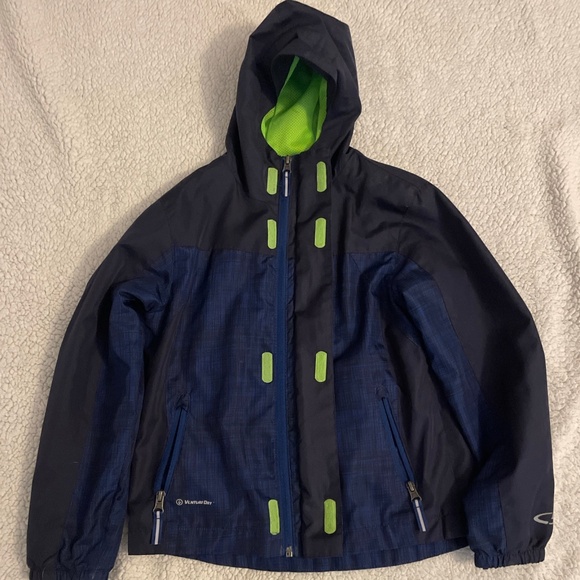 Champion Venture Dry Rain Jacket Hood Blue Black Neon Green Small (6/7) - Picture 1 of 5